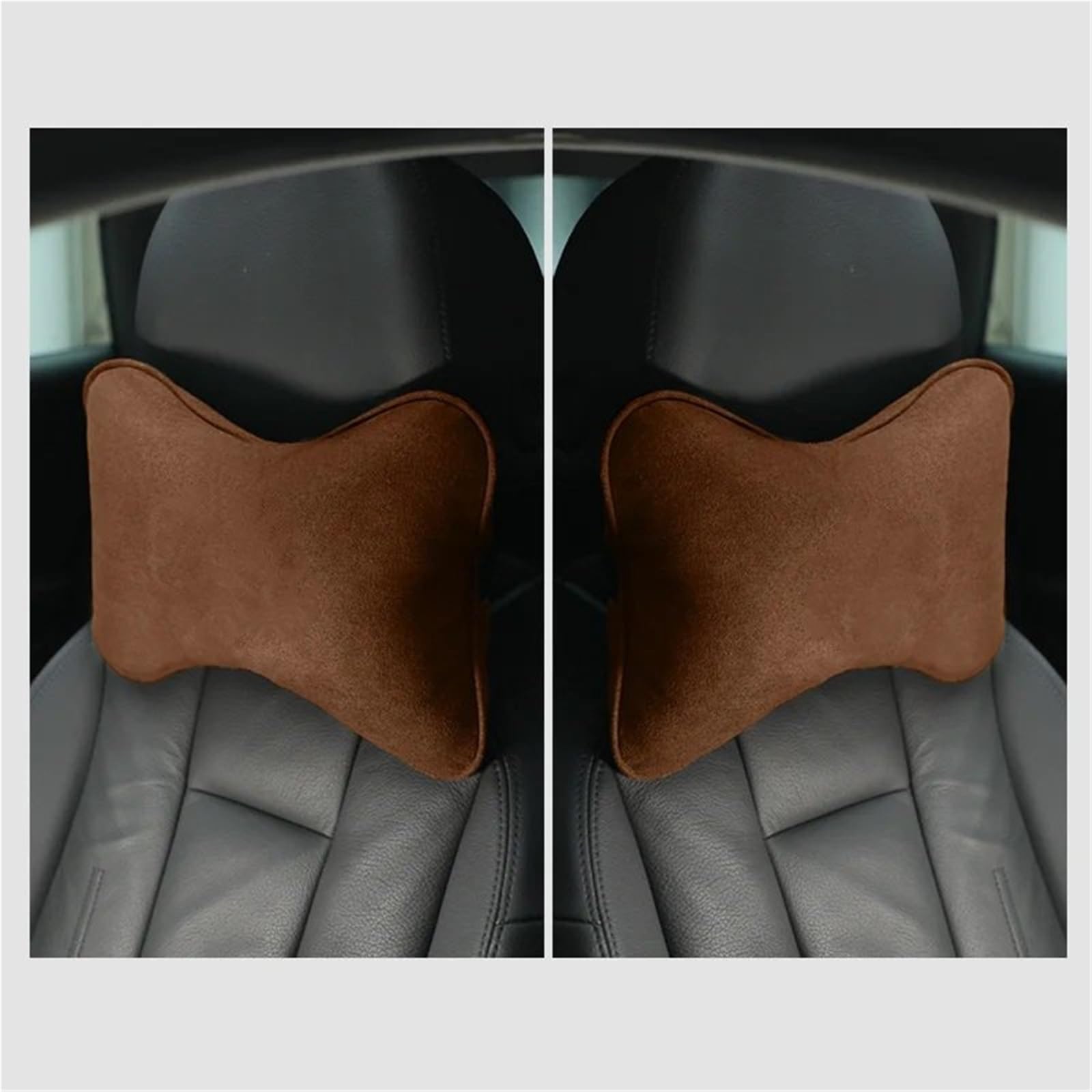 Poduszka zamszowa na szyję do samochodu Peugeot 408 4008 308 3008 Rifter 5008 508 2008 208 301 RCZ 108 Car Seat Headrest(2pc-brown)