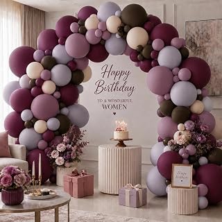Purple Brown Balloon Arch Double Stuffed Dusty Purple Plum White Balloons