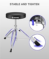 Vista 5 de Set de trono para batería de Donner, taburetes acolchados con altura ajustable, incluye baquetas 5A, múltiples versiones, opción confiable