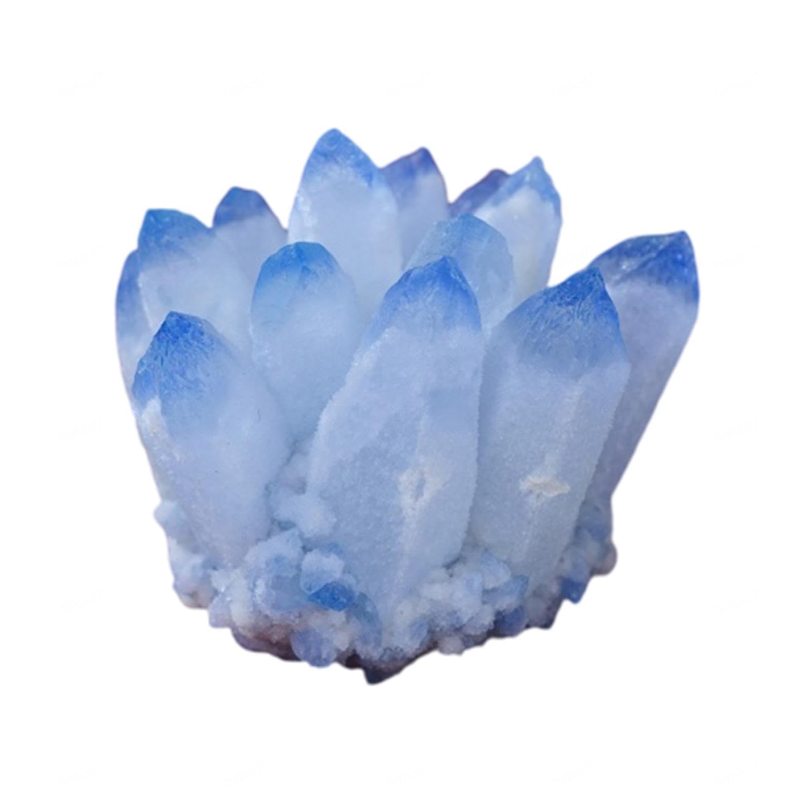 QWZTAEOZA Blue Crystal Flower Clusters Geode Stone Cluster Decoration, 300-400g