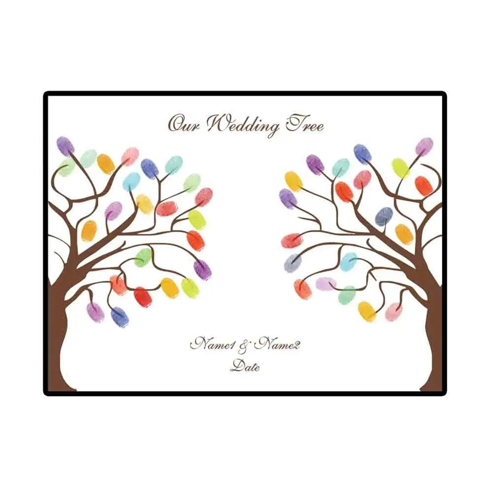 Hochzeits Fingerabdruck Baum Hochzeit Fingerabdruck Baum Leinwand Malerei DIY Gästebuch for Party Dekor(Color06,60x80cm 24x32inch)