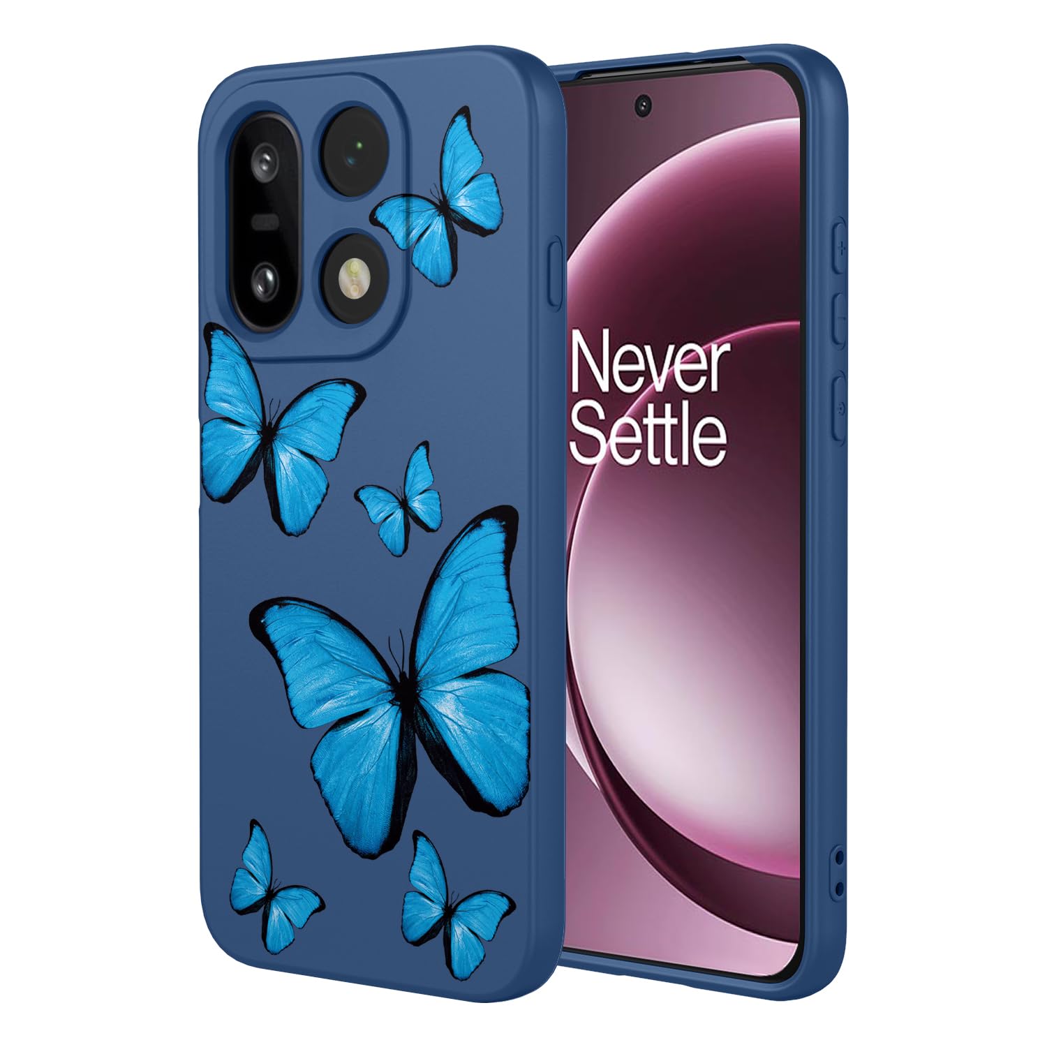 Case for OnePlus 15 Case, 1+ 15 Cute butterfly Pattern Protective Soft TPU Phone Cover for OnePlus 15 Blue butterfly