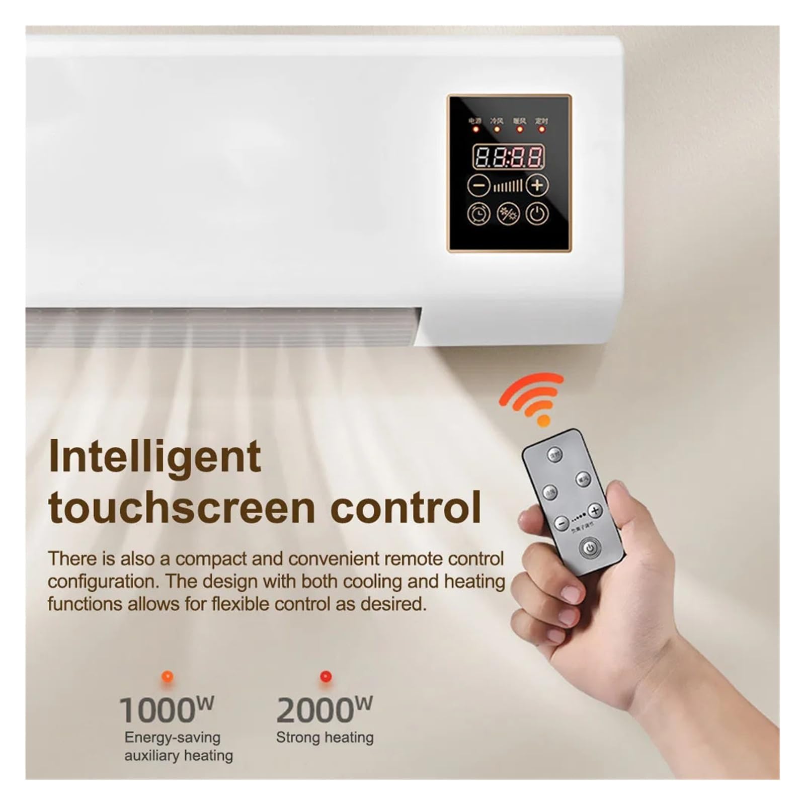 Ventilatore a parete, unità fredda/calda divisa con telecomando