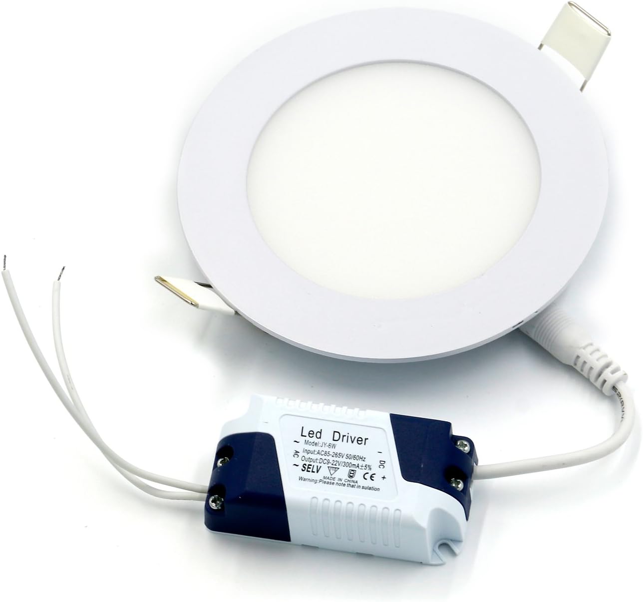 Ultrathin Round LED Recessed Ceiling Light, LED Panel Light,Cool White, Ac85-265v,Waterproof,Ultra Bright Flat Down Light With LED Driver (6W, Cool White)