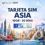 BeachSIM Tarjeta SIM Asia 30 días. 10GB de Datos a velocidades 4G/5G. Tarjeta SIM Solo para Datos. Roaming Gratuito en Indonesia, Filipinas, Tailandia y más de 9 países de Asia.