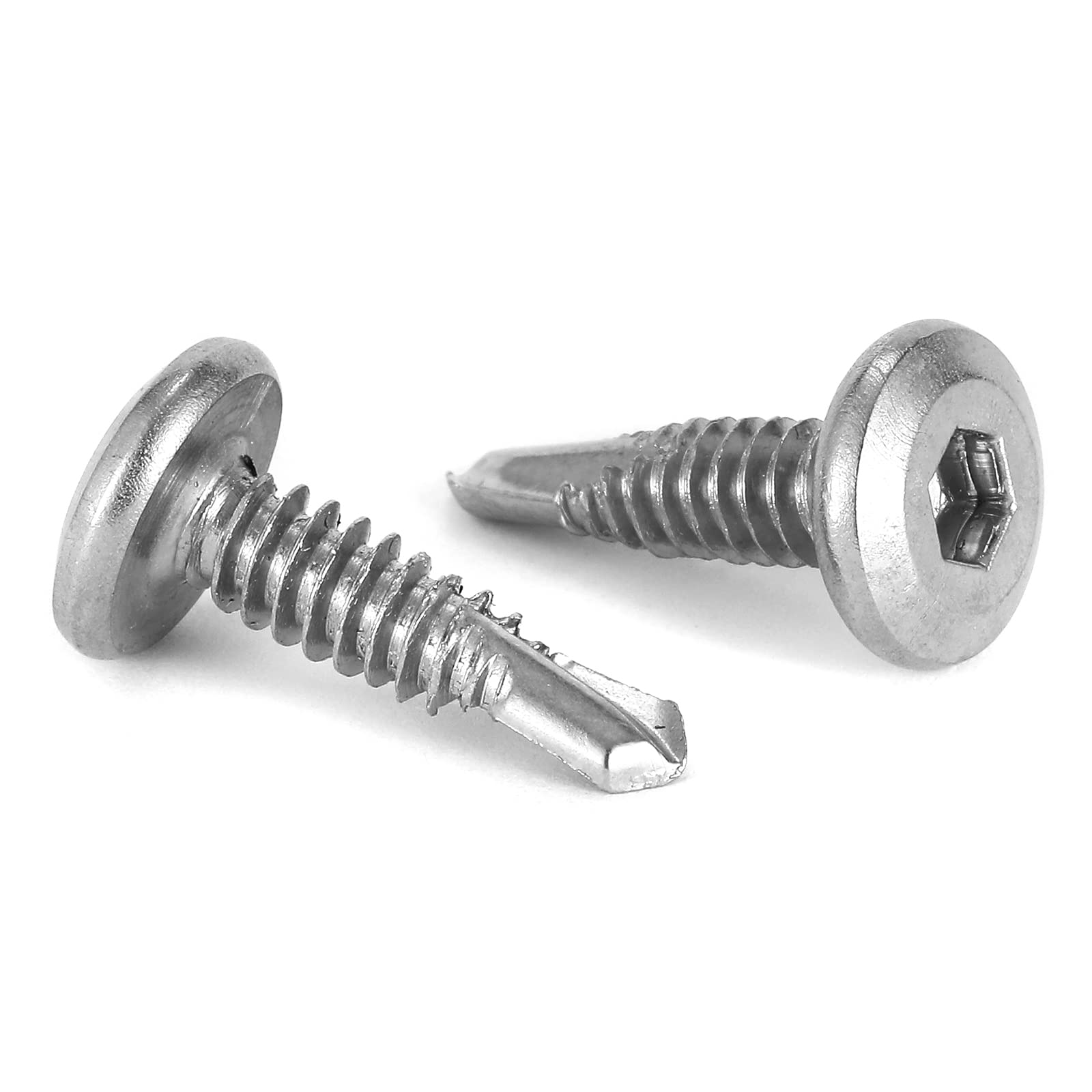 #12 x 3/4" Sheet Metal Screws 100Pcs 410 Stainless Steel Flat Head Socket Cap Screws, Tek Screws Allen Socket Drive Screws Fast Self Tapping Screws by