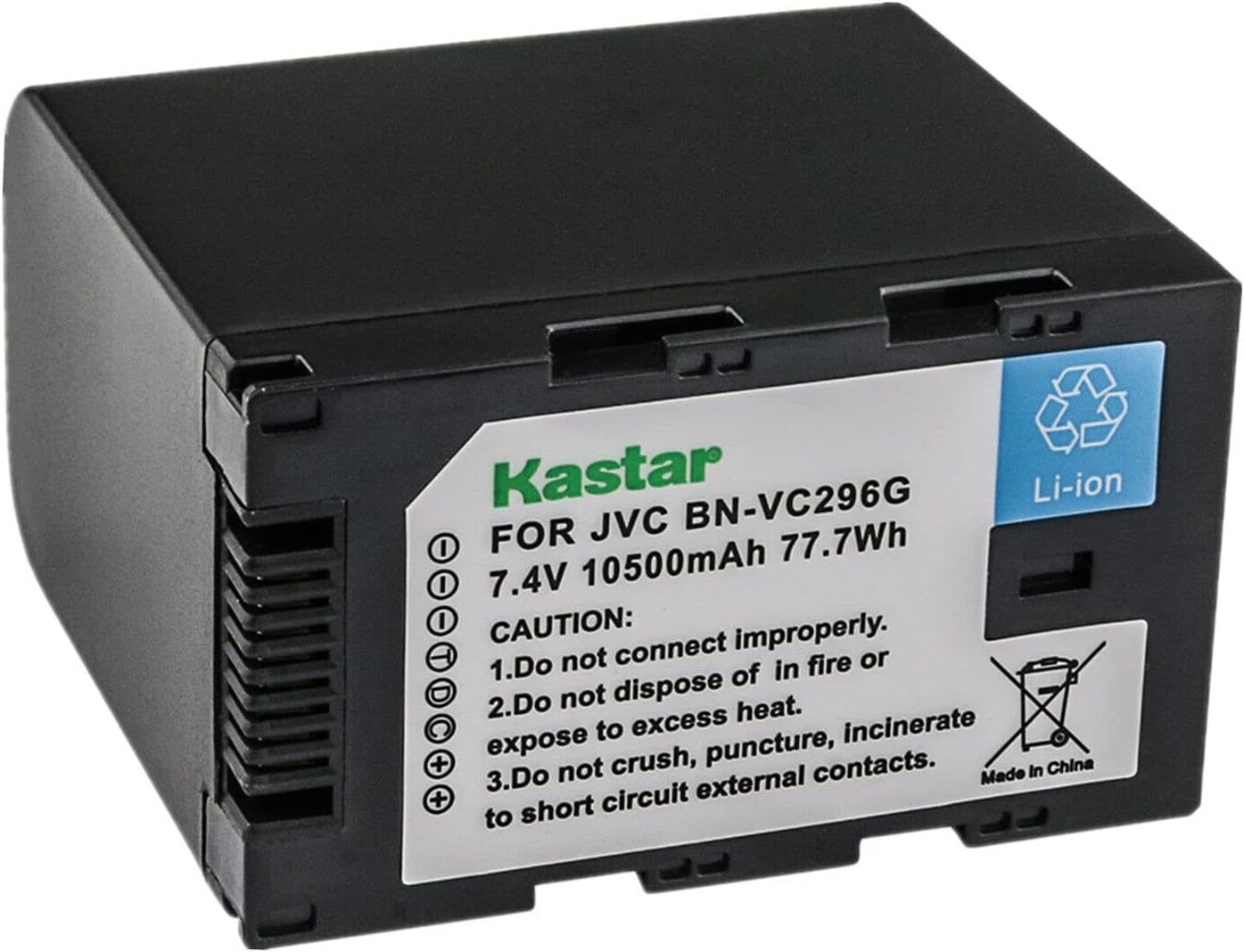 Kastar BN-VC296G 1-Pack 7.4V 10500mAh Li-ion Battery Replacement for JVC Connected CAM GY-HC500E GY-HC500U, JVC GY-HC500SPC Connected Cam 4K Handheld Camcorder, JVC GY-HC 550 GY-HC 550E Camcorder