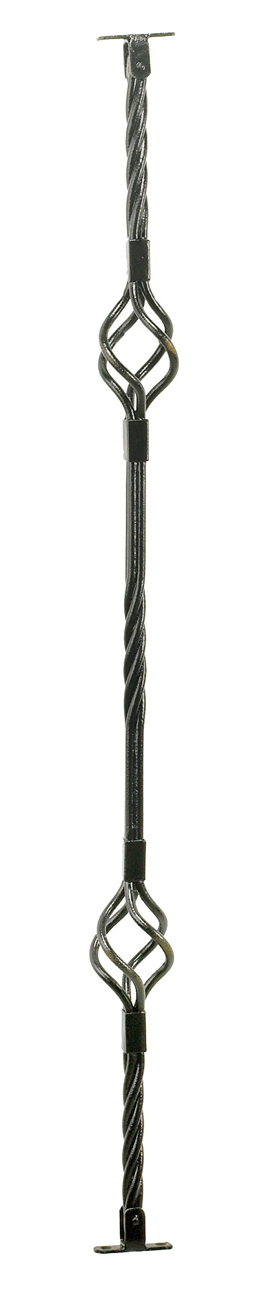 Black Country Metal Works Black Wrought Iron Stair Spindles (Twist Twin Basket Design) With Brackets
