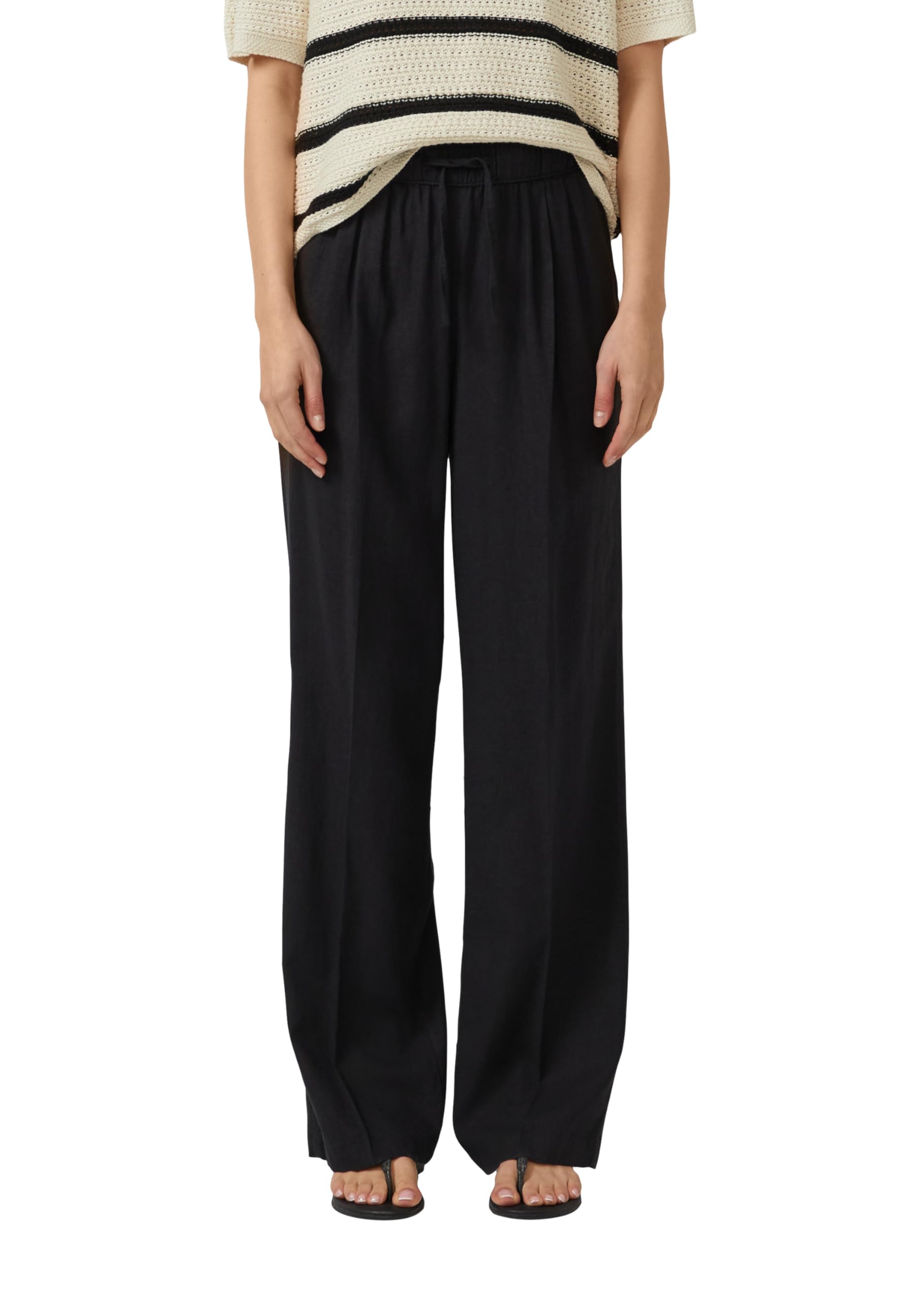 s.Oliver Damen Leinen-Mix Hose lang Leinenmix-Hose mit Elastischem Bund