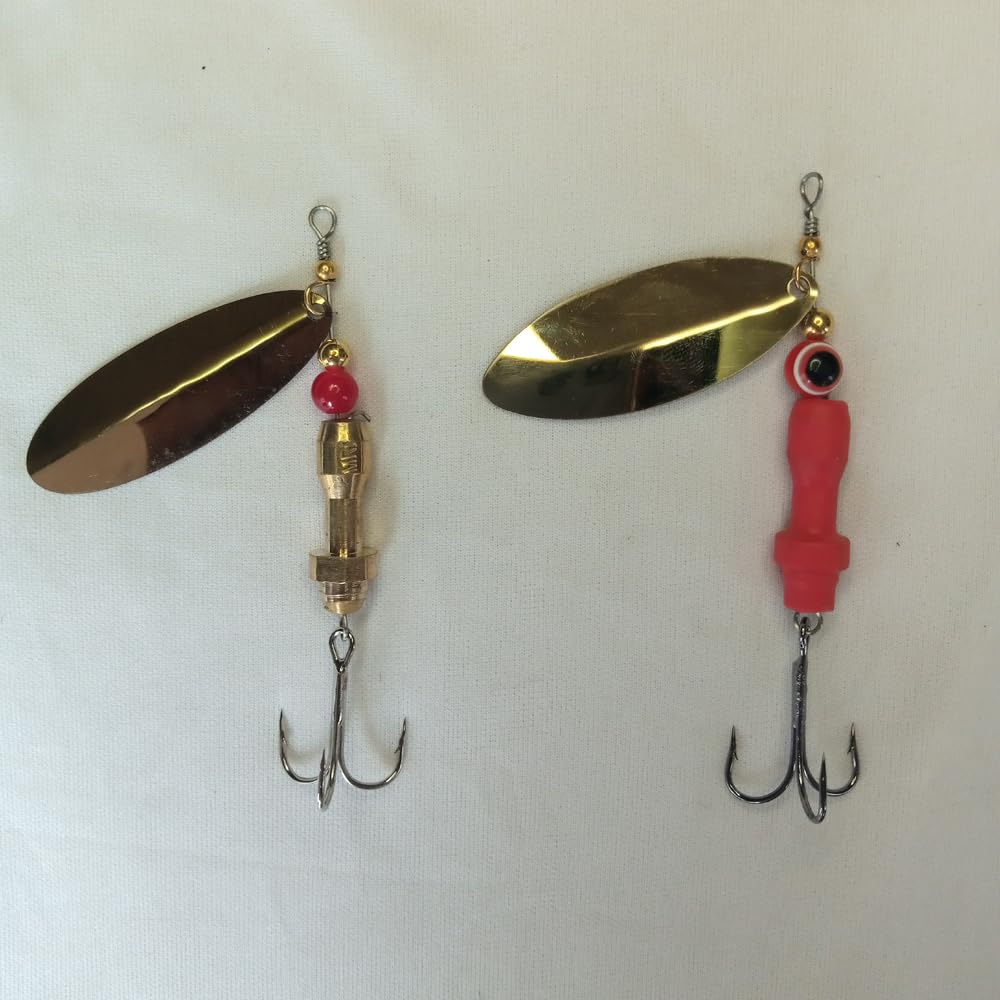 Coral India 21g Heavy Duty Brass Body Dushman-Combo Fishing Lure (Golden + Red) - with Premium Treble Hooks 2