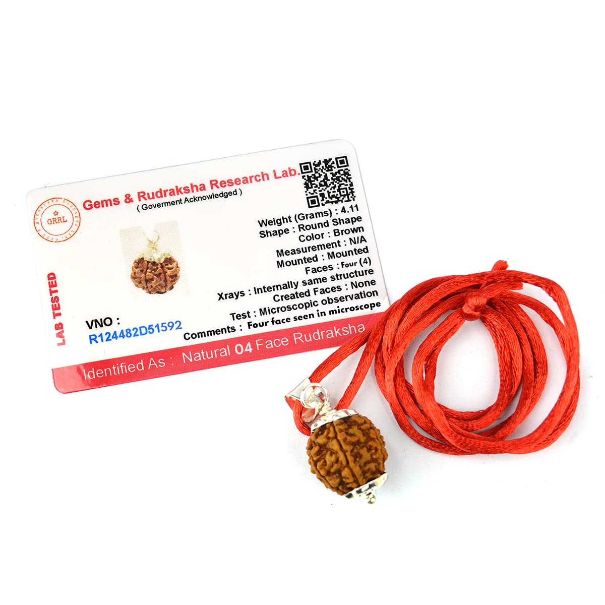 Reiki Crystal Products Certified 4 Mukhi Rudraksha Four Faced Pendant Locket (Brown) for Unisex Adult