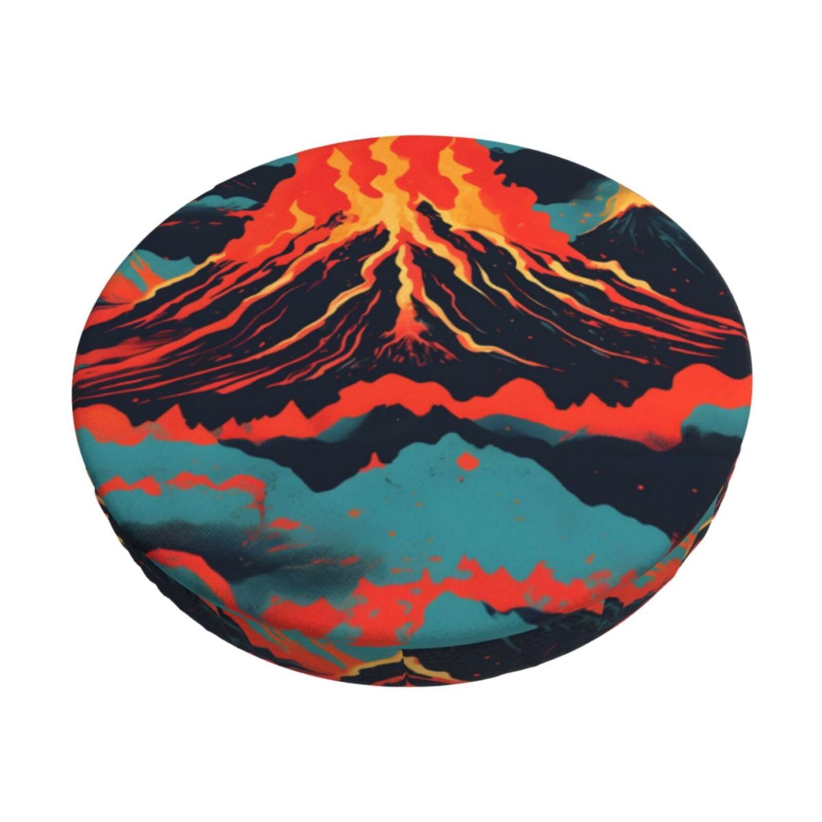 GUCHENP Volcano Print Round Bar Chair Cushion Cover,Washable Chair Protector For Indoor Home Furniture Decor