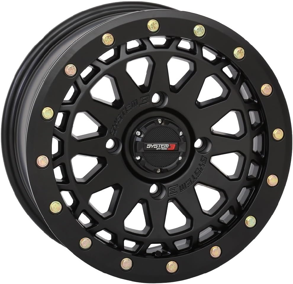 System 3 SB-6 Beadlock 15" Wheels Matte Black (4+3) Can-Am Maverick X3 / Pioneer 1000