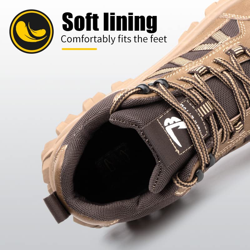 Image of Work Boots for Men,Lightweight Breathable High Top Steel Toe Boots,Unbreakable Steel Toe Shoes,Non Slip Safety Work Shoes.