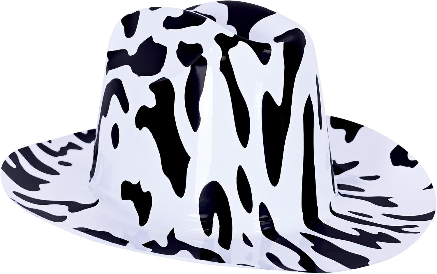 Beistle Cow Print Cowboy Hats – 5 Pack, Black & White Western Plastic Headwear, Cowhide Pattern Rodeo Costume Accessories, Farm Theme Party Supplies, Photo Booth Props for Country Outfit Dress Up