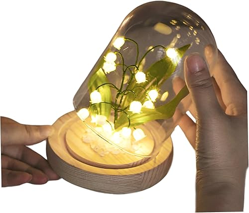 Miniatura 7 de Naisicore Lily of Valley Kit de material de luz nocturna, 1 juego de lámpara de flores de lirio del valle con cúpula de vidrio y kit de materiales,