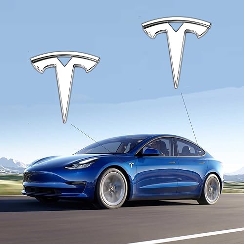 2 calcomanías de metal 3D de 2.2 x 2.4 in, para guardabarros laterales Tesla, emblema para maletero trasero