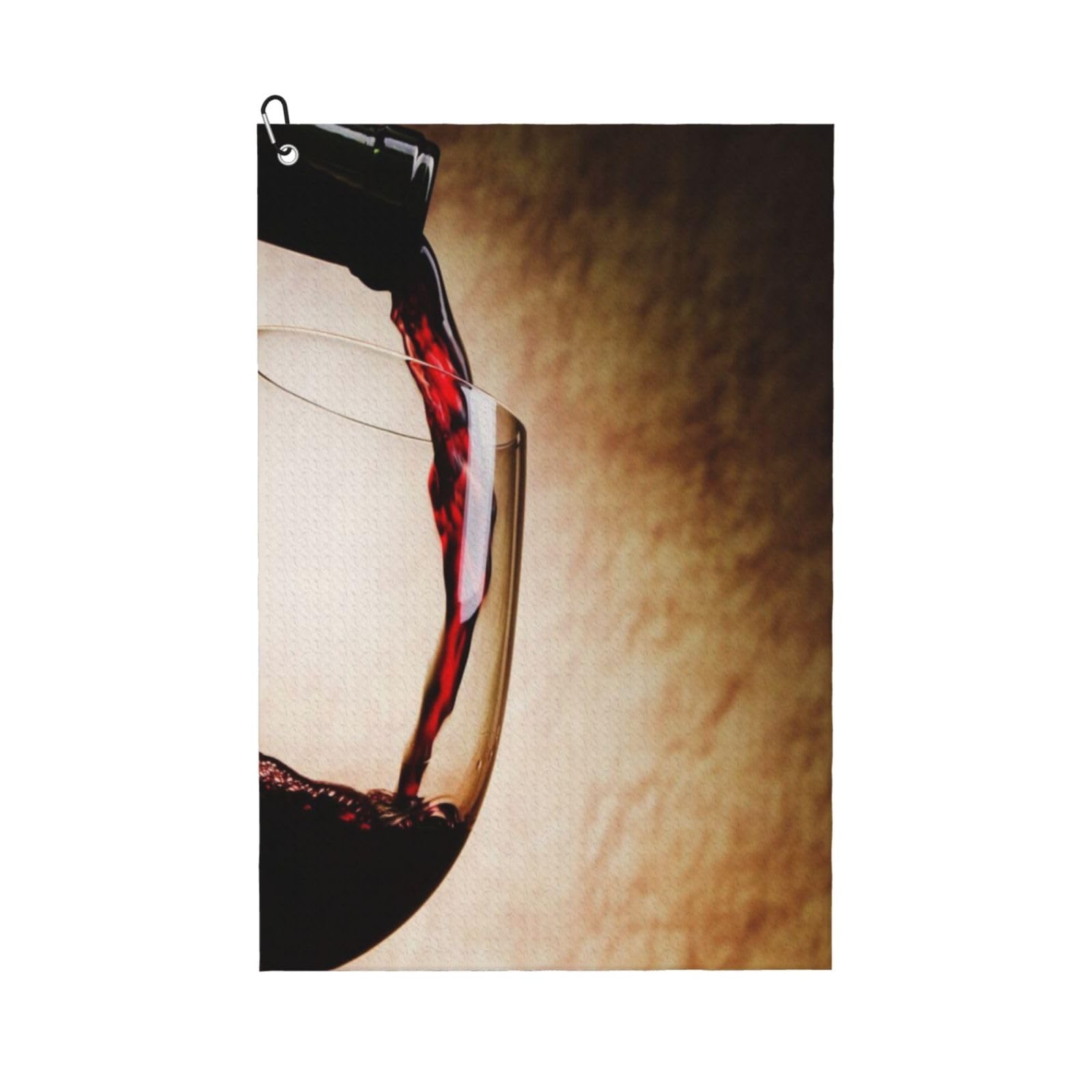 Hnnkloy Red Wine Glass, 16x24 in Portable Waffle Golf Towels with Carabiner Clip for Golf Bag