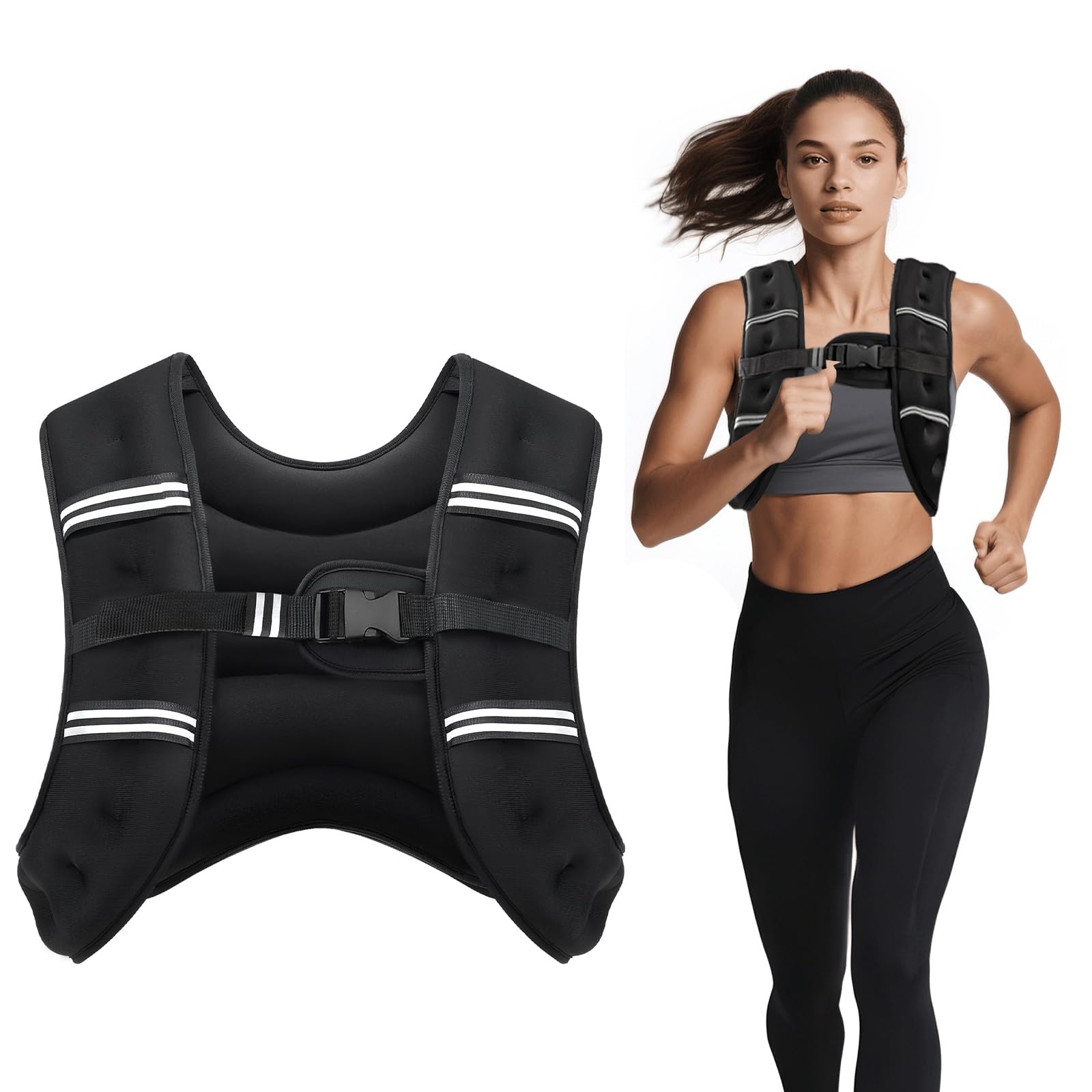 Photo 1 of *HEAVY* Ragebby Weighted Vest, 8lb for Men, Women with Reflective Stripe, Weight Vests Adjustable for Workout, Strength Training, Running, Fitness, Muscle Building, Weight Loss