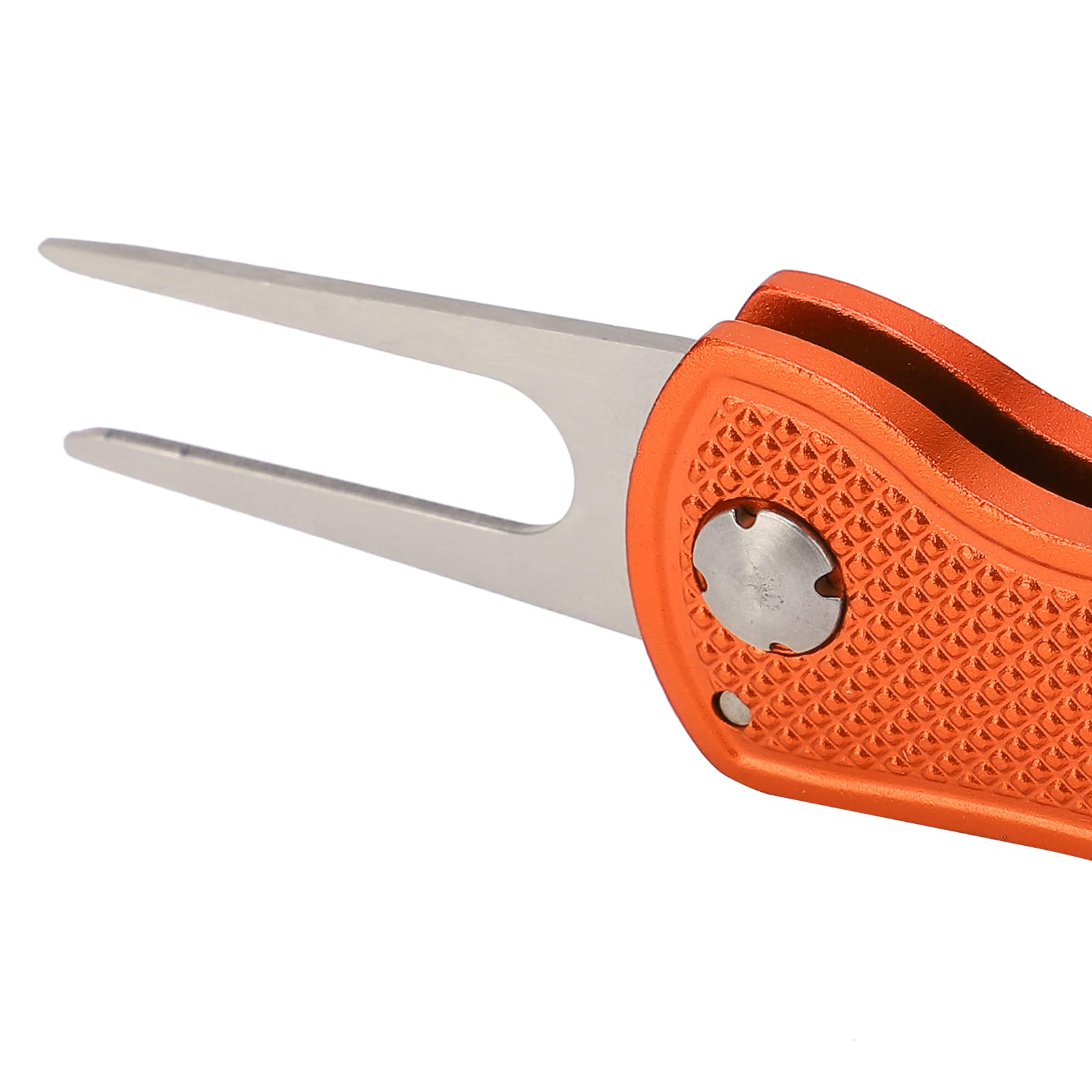 Green Fork Stainless Steel Foldable Divot Repair Tool with Button Magnetic Pink (Orange)