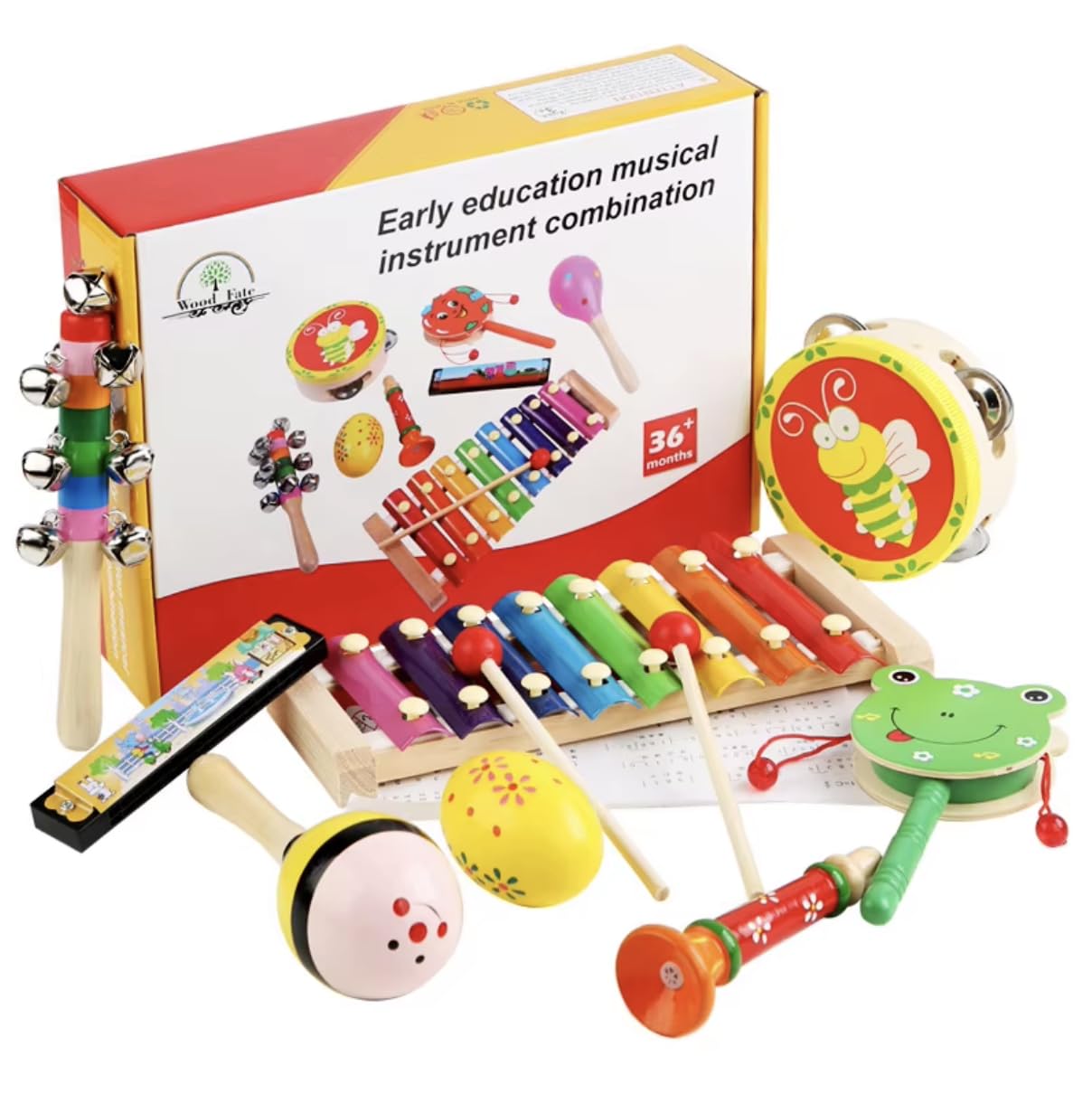 Dear Mia Little Liz | Juguetes Musicales Xilófono & Instrumentos Madera 8 Piezas| Estimulación temprana | Entrenar Motricidad Fina | Coordinación Ojo-Mano | 3 4 5 6 Años Niños Infantil