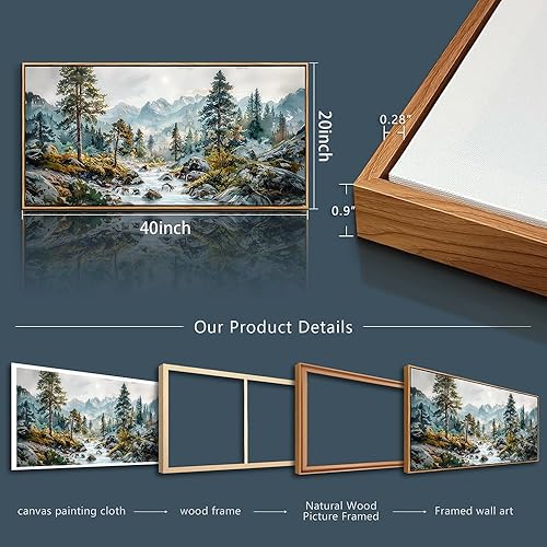 Miniatura 9 de ERQINHUA Decoración de pared grande para dormitorio, lienzo para sala de estar, oficina, bosque, árboles, cuadros con remaches, vistas, paisajes,