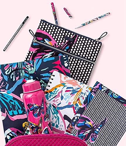 Vera Bradley Large Spiral Notebook, College Ruled Paper, 11" X 9.5" With Pocket And 160 Lined Pages, Butterfly Flutter #TOP4