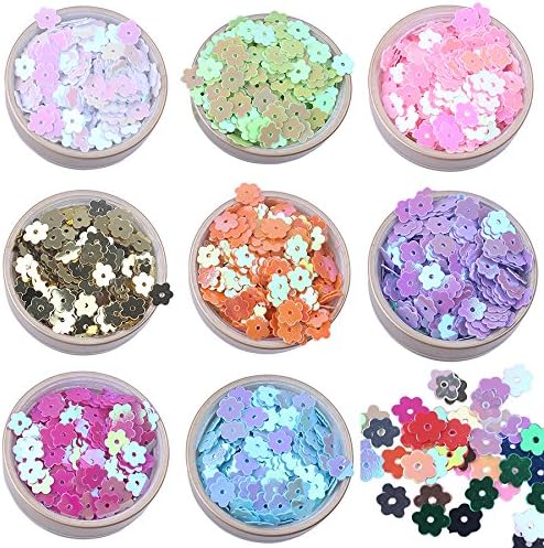 6mm Colorful Iridescent Gold Pink Purple White Yellow Green Flower Flat Loose Sequins Paillettes โฆ (mixed-10200pcs)