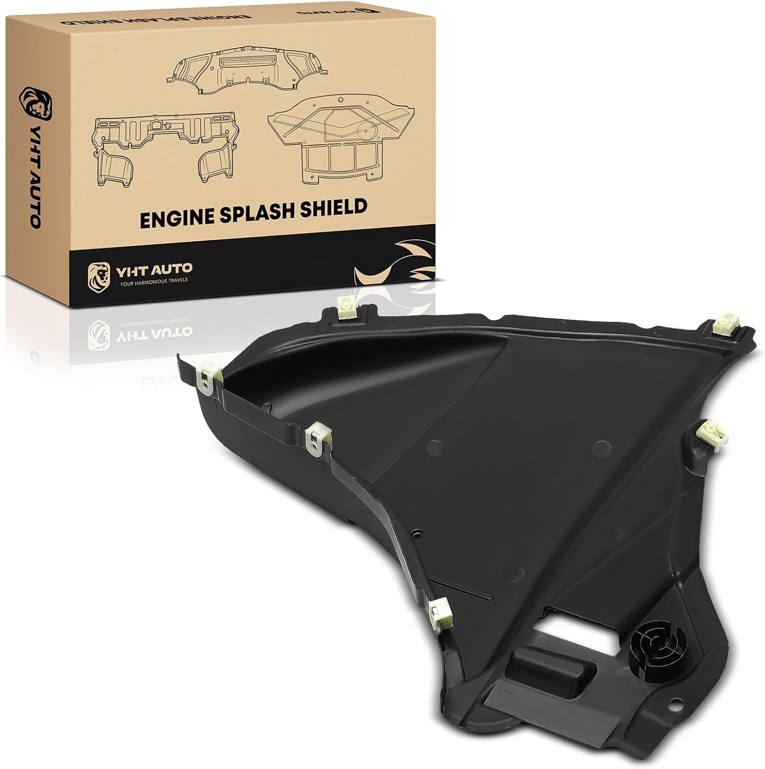 YHTAUTO Front Left Driver Side Engine Splash Shield Compatible with 2017-2020 BMW G30 Series 530e, 530i, 540i, M550i xDrive, with M Package, Black Splash Guard Engine Case Guards