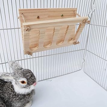 Ubersweet Imported Hay Rack Creative Hay Manger Hay Holder for Bunny Guinea Pig Chinchilla Wood Bunny Feeder for Pet Feeder_144406