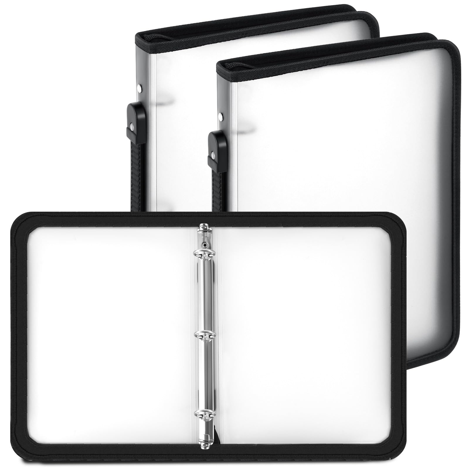 Teling 2 Pcs Plastic Zipper Binders with 3 Ring Zipper Binder, Refillable File Organizer Planner for Projects, Assignments, Memos, School Work (1 Inch