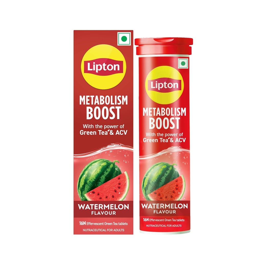 Lipton Metabolism Boost with 150mg Green Tea Catechins and 50mg ACV (Apple Cider Vinegar) | For Weight Loss & Fat Burn | Zero Calories | 16N Tablets | Watermelon Flavour-image-10