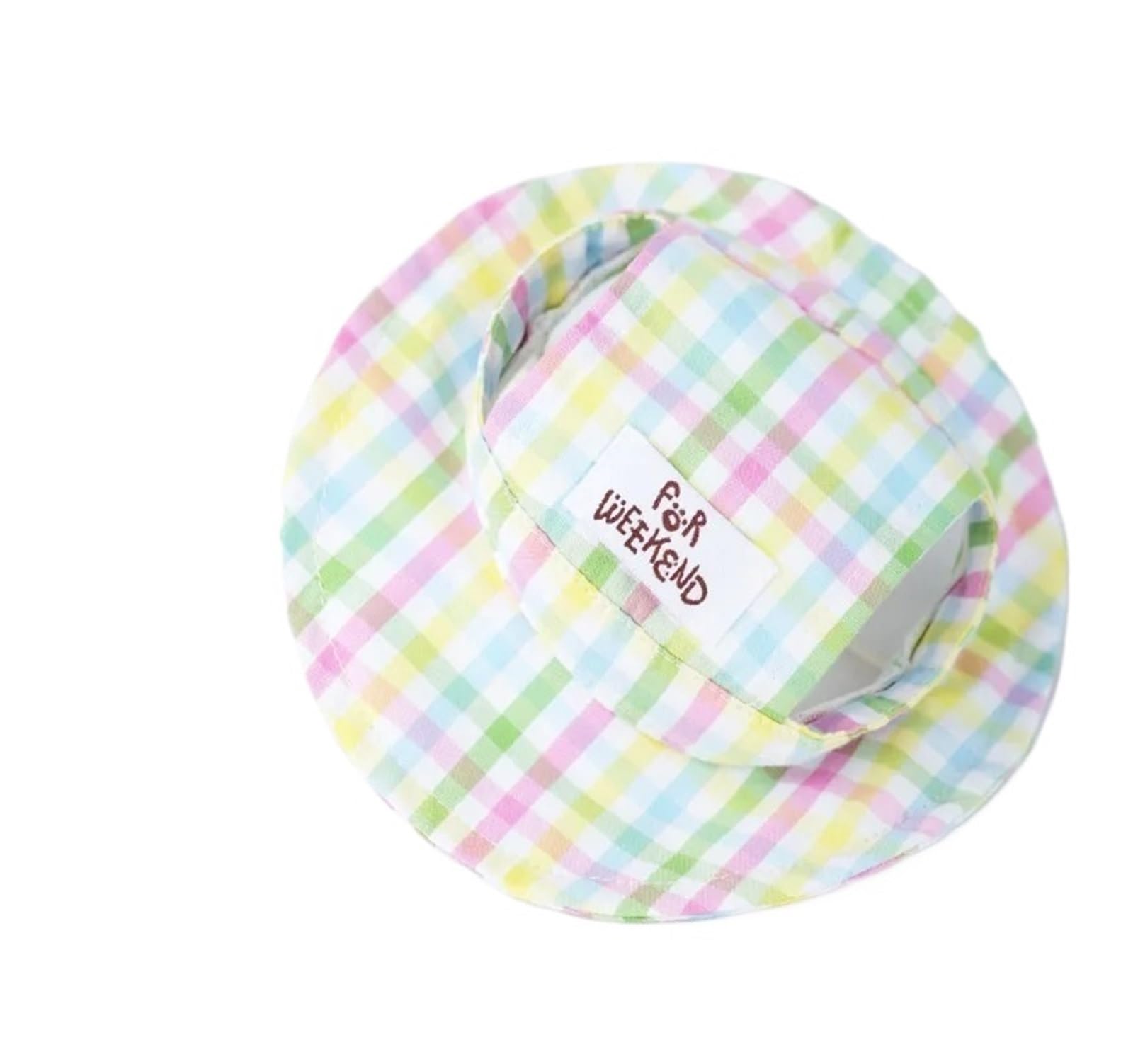 Sombrero de cubo para mascotas con diseño a cuadros y protección solar para paseos de verano (S)