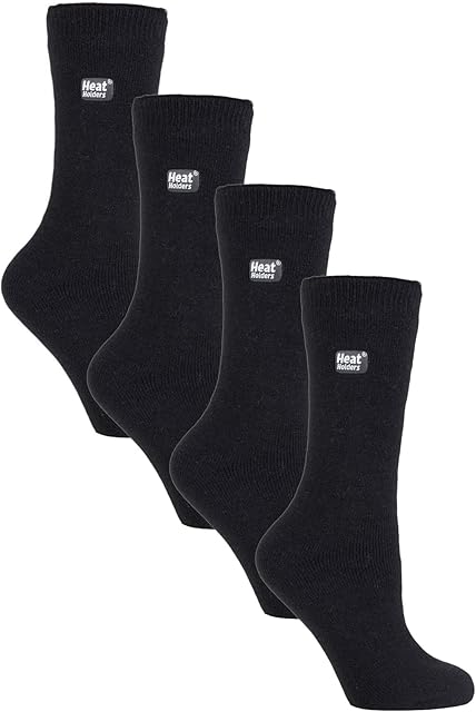 HEAT HOLDERS Ultra Lite - 4 Pair Multipack Ladies Thermal Socks | Ultra Thin Warm Socks for Dress Socks in Winter