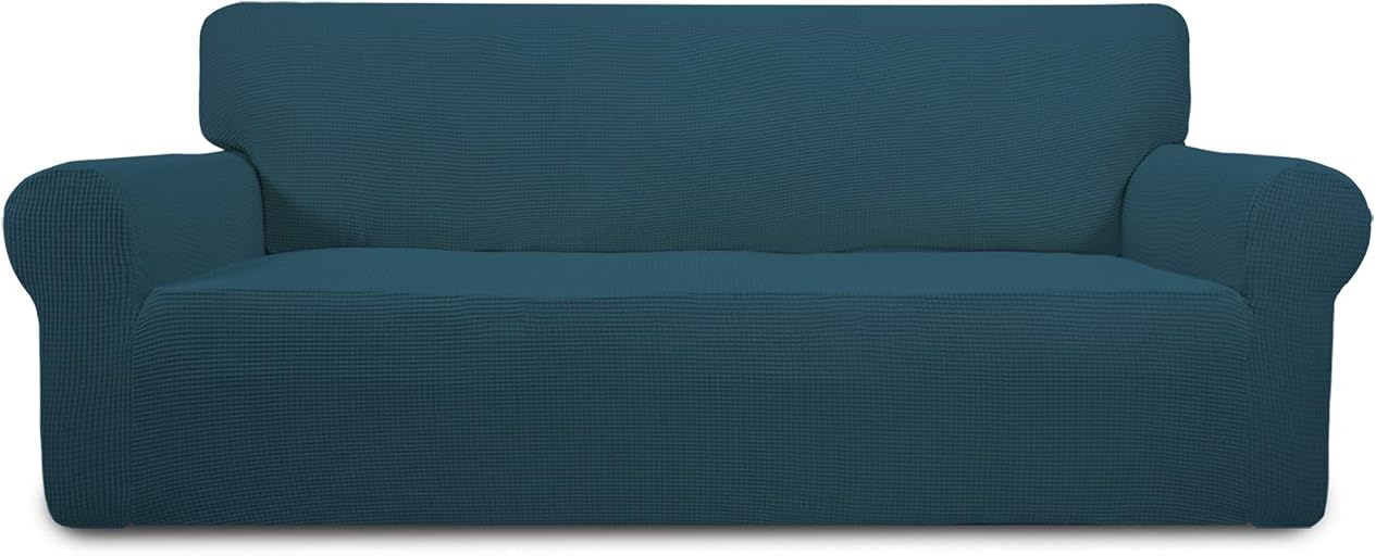 Easy-Going Stretch Couch Covers for Sofa Washable Large Deep Teal | 1-Piece Sofa Covers for 3 Cushion Couch Furniture Protector Couch Slipcover Soft with Bottom for Kids Pets