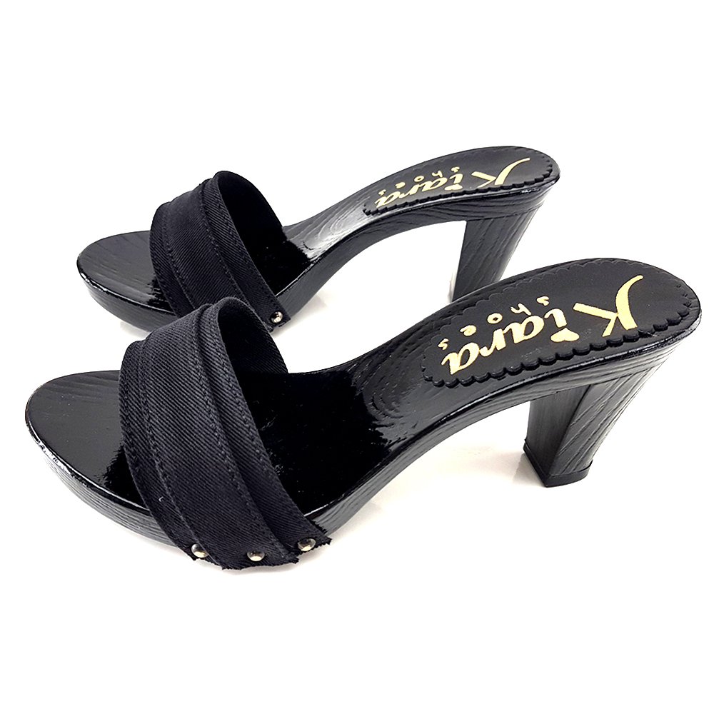 Kiara Shoes Zoccolo Nero con Tacco 8 cm - K5501 Nero
