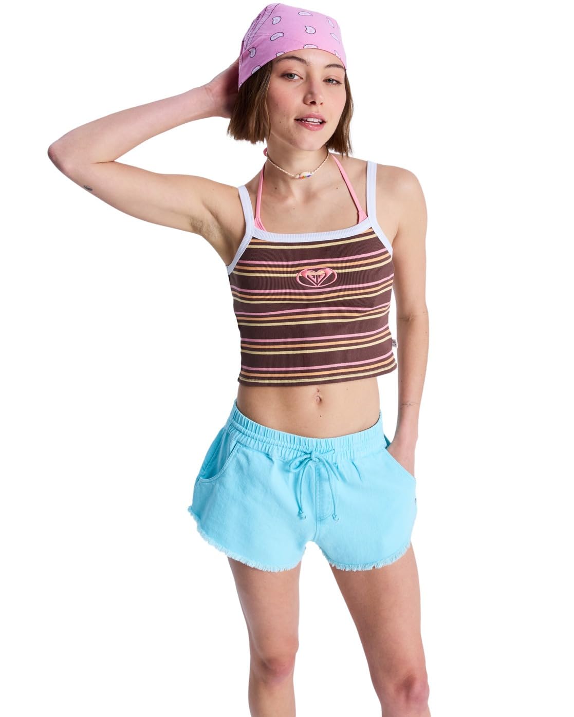 Short Roxy Scenic Route élastique et léger en bleu denim