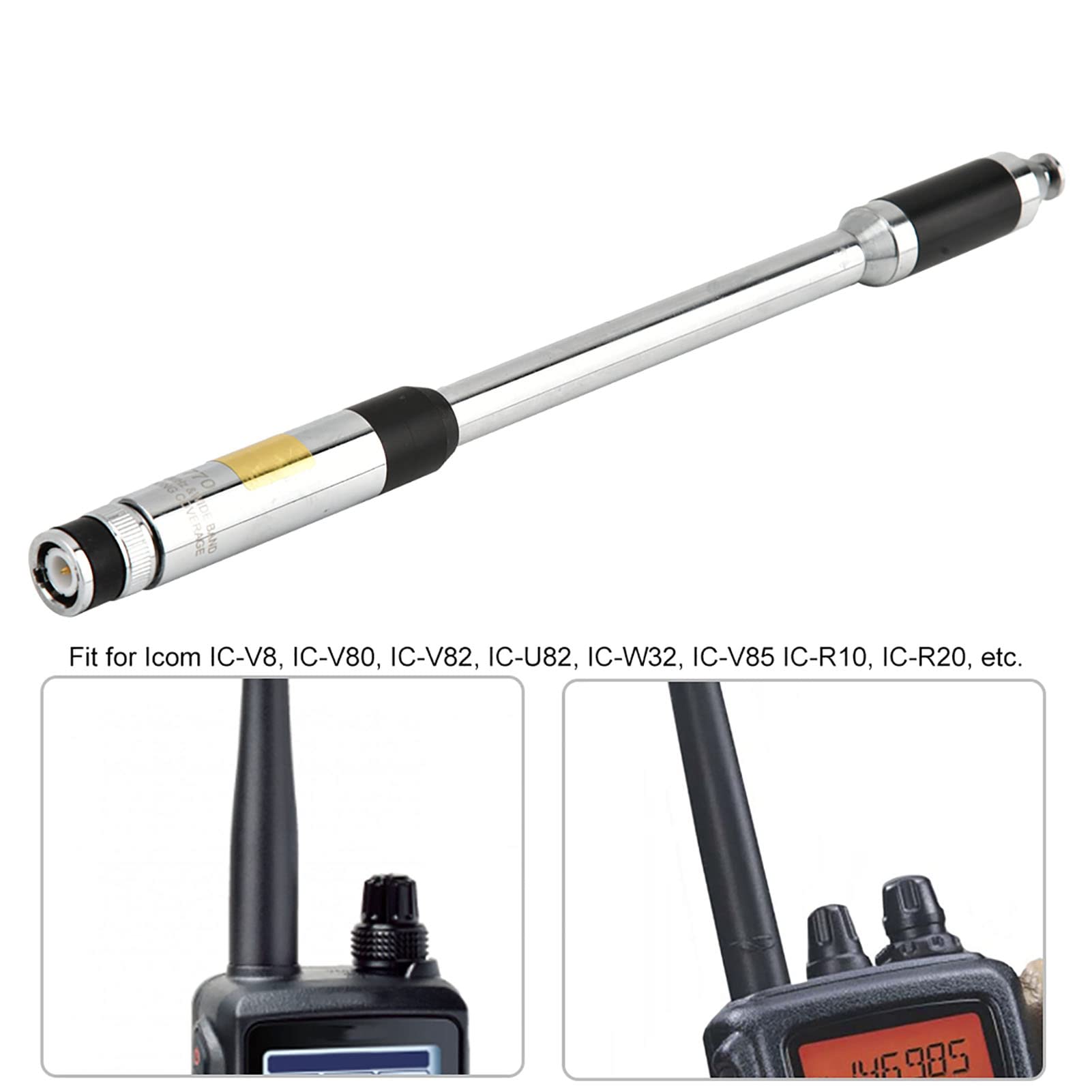 Antenne BNC Double Bande RH770 Antenne Extensible Antenne Radio Bidirectionnelle en Acier Inoxydable pour Talkies-Walkies