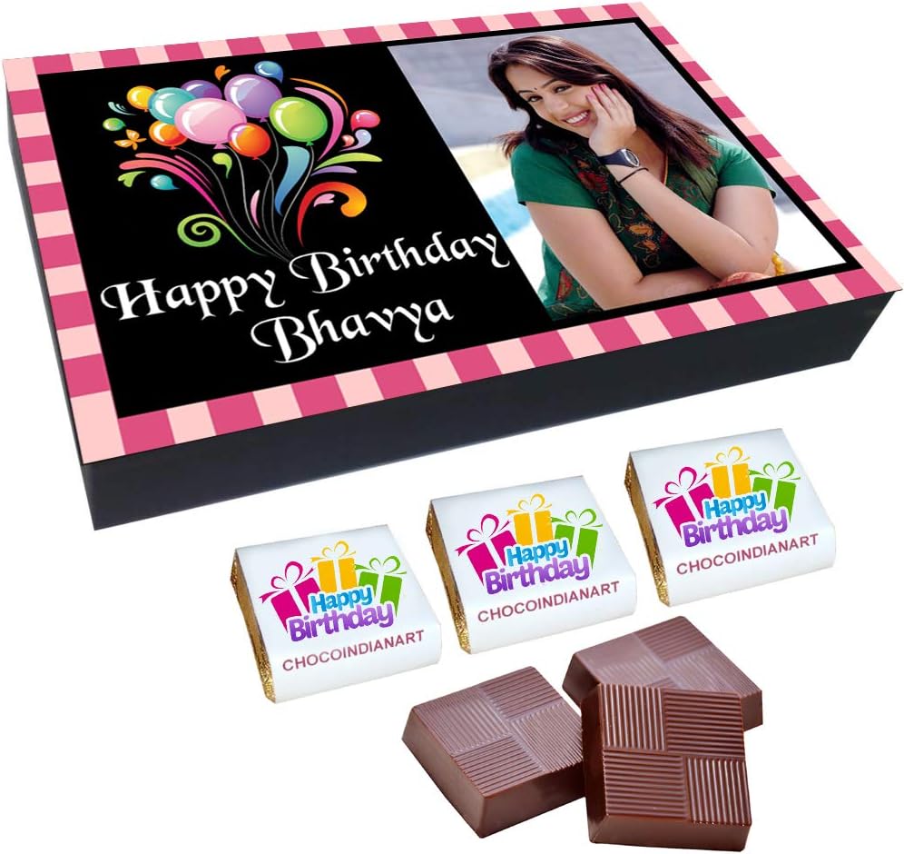 CHOCOINDIANART, New Idea, Personalise Happy Birthday, 12 Chocolates Gift Box,
