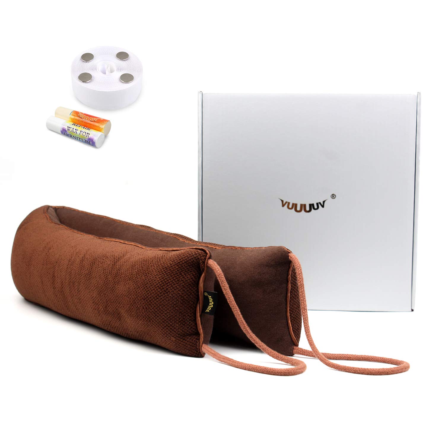 vuUUuv Heavy Duty Door Draft Stopper and Weather Stripping for Door 49in×7in Brown，Noise Reducer-Lig