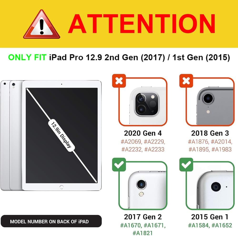 FINTIE Keyboard Case - 2017/2015 iPad Pro 12.9 inch (Old Model) 1st & 2nd Gen Case, Soft TPU Protective Cover, [7 Color Backlit] Magnetically Detachable Wireless Bluetooth Keyboard, Composition B