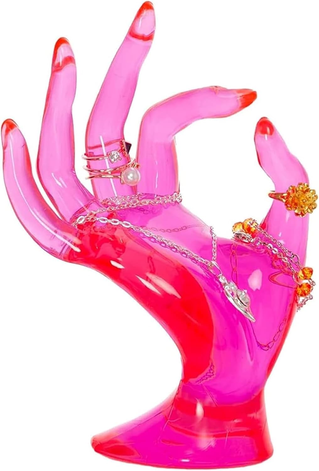 Hand Display Holder Stand Red Plastic Bracelet Watch Organizer Hand Shaped Display Rack for Room Decor Retro Funky Home Decor