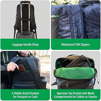 COR Surf Island Hopper 2.0 Travel Backpack, 34L Matte Black | Underseat Carry On Backpack for Men & Women, Clamshell Opening, Hidden Passport Pockets, Water Resistant, Laptop Sleeve