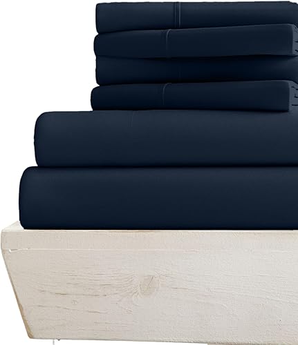 Juego de sábanas Giza de 7 piezas, 1000 hilos, 100% algodón egipcio Giza, 2 ajustadas, 1 plana, 4 fundas de almohada, algodón suave de fibra larga,