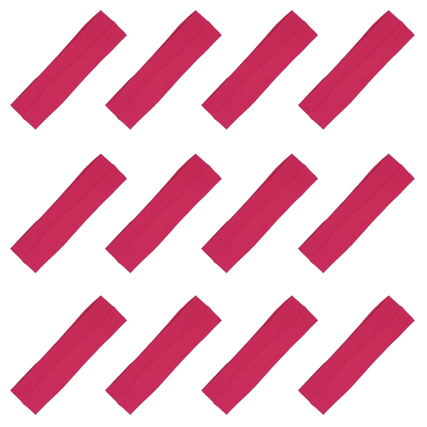 Kenz Laurenz Soft and Stretchy Elastic Cotton Headbands Pack of 12 Hot Pink