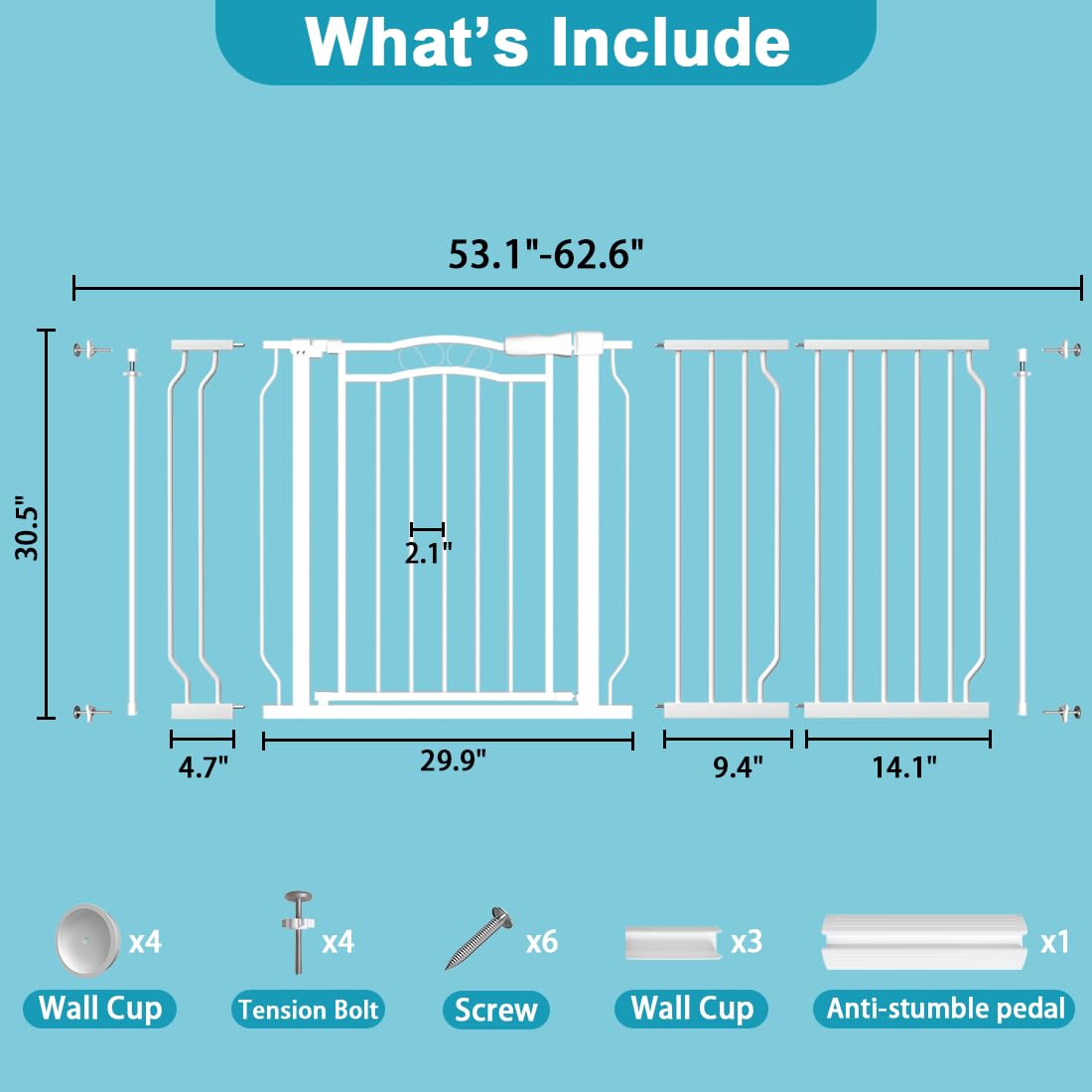 THEYFIRST Extra Wide Baby Gate for Doorways 53.1