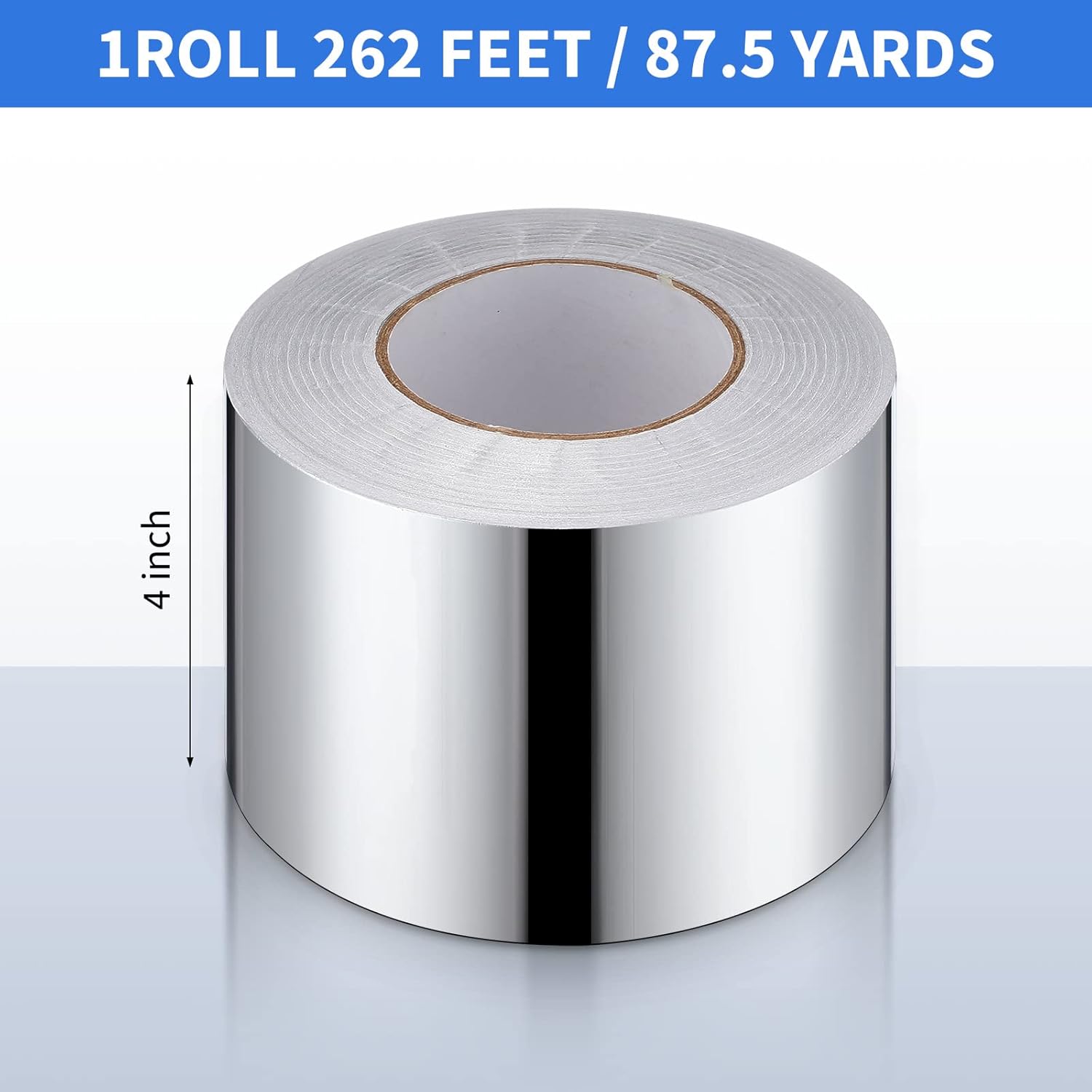 Eaasty Aluminum Tape 4 Inches x 262 Feet (2.36 Mil) Aluminum Foil High Temperature Insulation Duct Silver Heat Resistant Waterproof Heavy Duty HVAC Tape for Vent Sealing Hot Cold Pipes