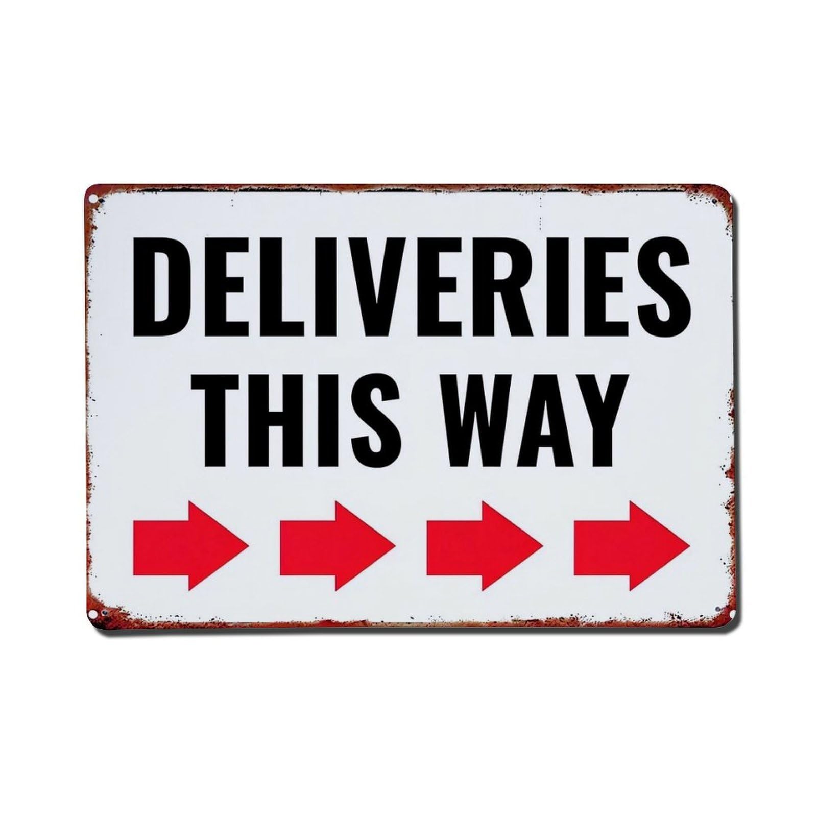 Deliveries This Way Arrows Sign Retro Metal Tin Sign, Vintage Decor Art Poster for Bar, Home, Man Cave, Kitchen, Laundry Room Gift 8x12Inch