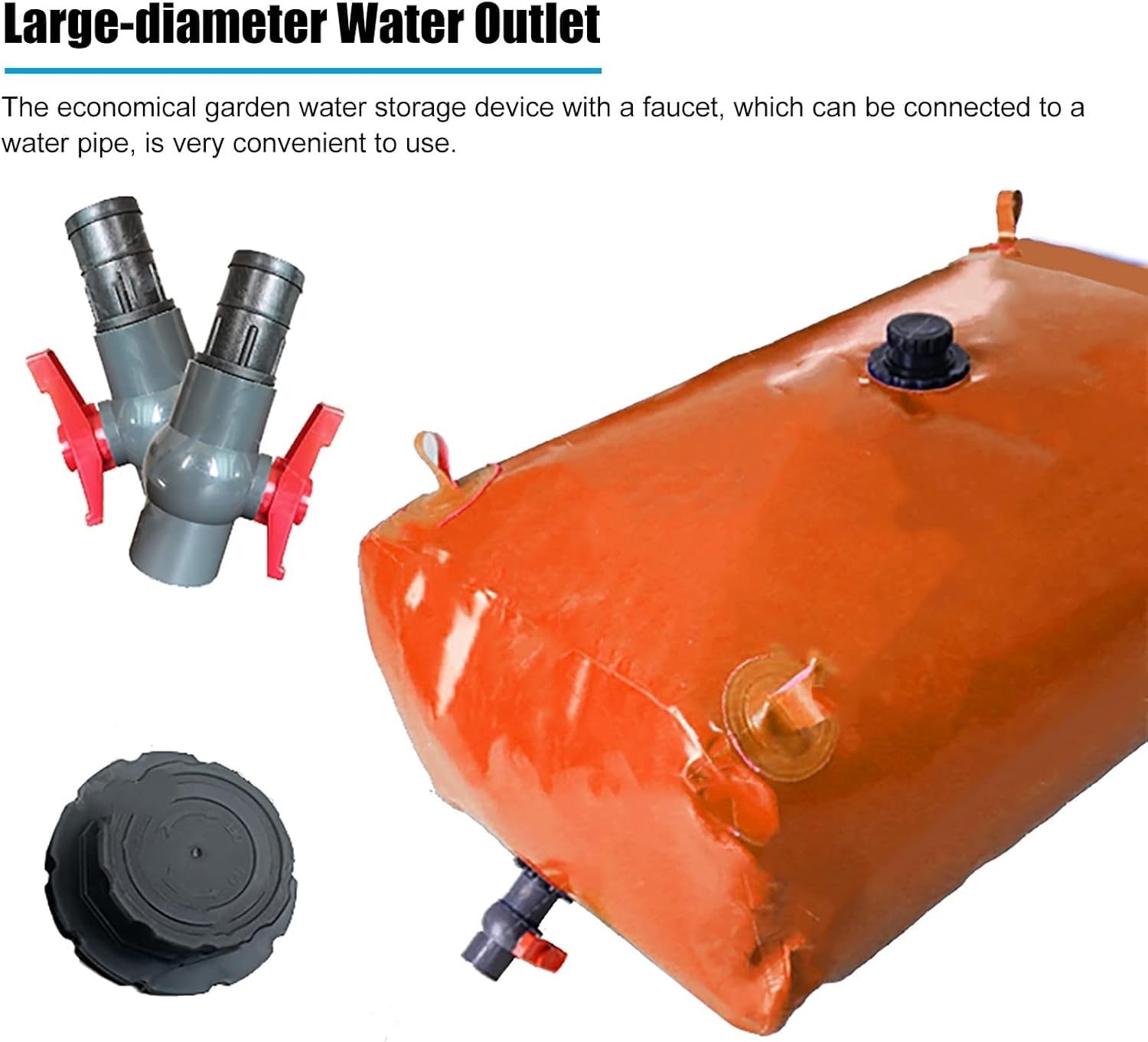 Faltbarer Wasserkanister 1000L/260G Orangefarbene Wasserblasentanks, Tragbare Wasserspeicherblase für Bewässerung/Arbeitsplatz/Bauernhofgebrauch(75L/20Gal/0.6x0.4x0.31 m)