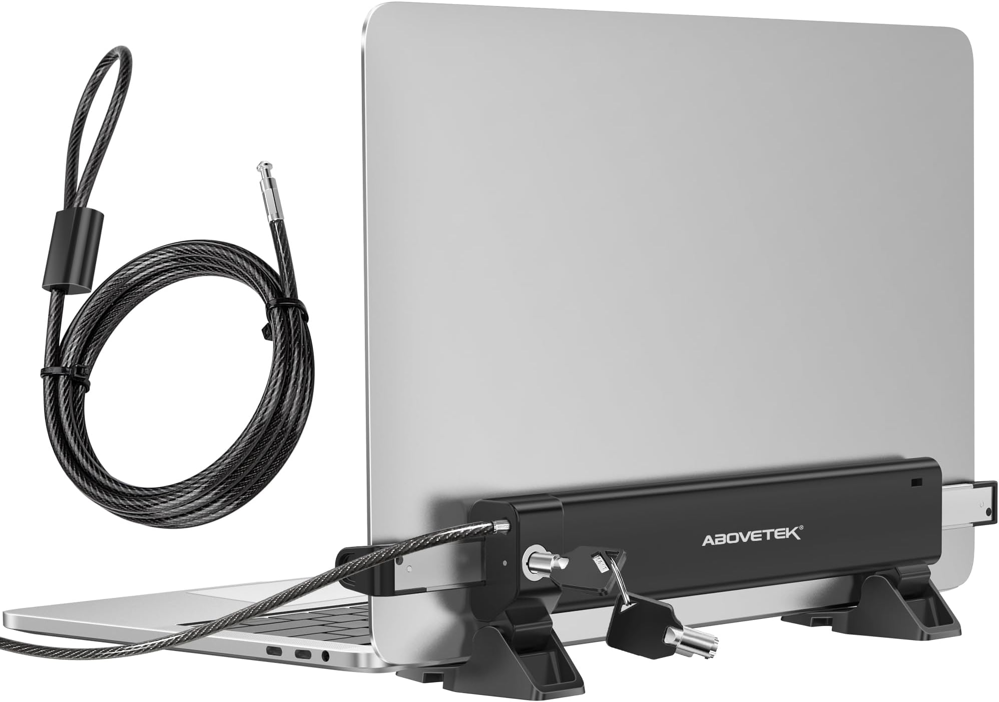 Laptop Security Locks with 2m Keyed Cable - Anti-Theft Locking Station, Adjustable Width 28.2-39.8cm, Desktop Fixed or Portable Mounting Option, Fits 12"-16" MacBook/Notebooks